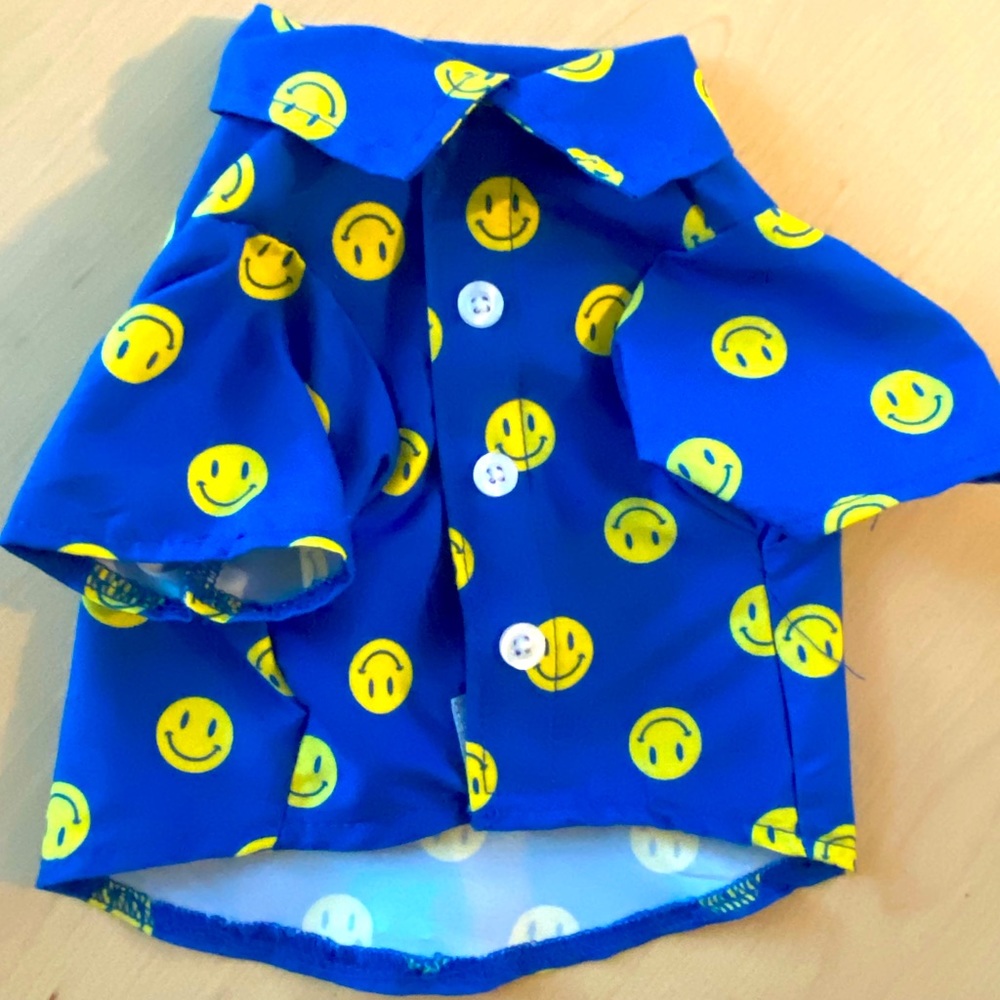 Blue Smiley Face Button Down